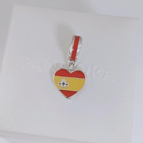 Pandora Spain Flag Dangle Charm Bracelet Pendant S925 Silver with box - Picture 3 of 6